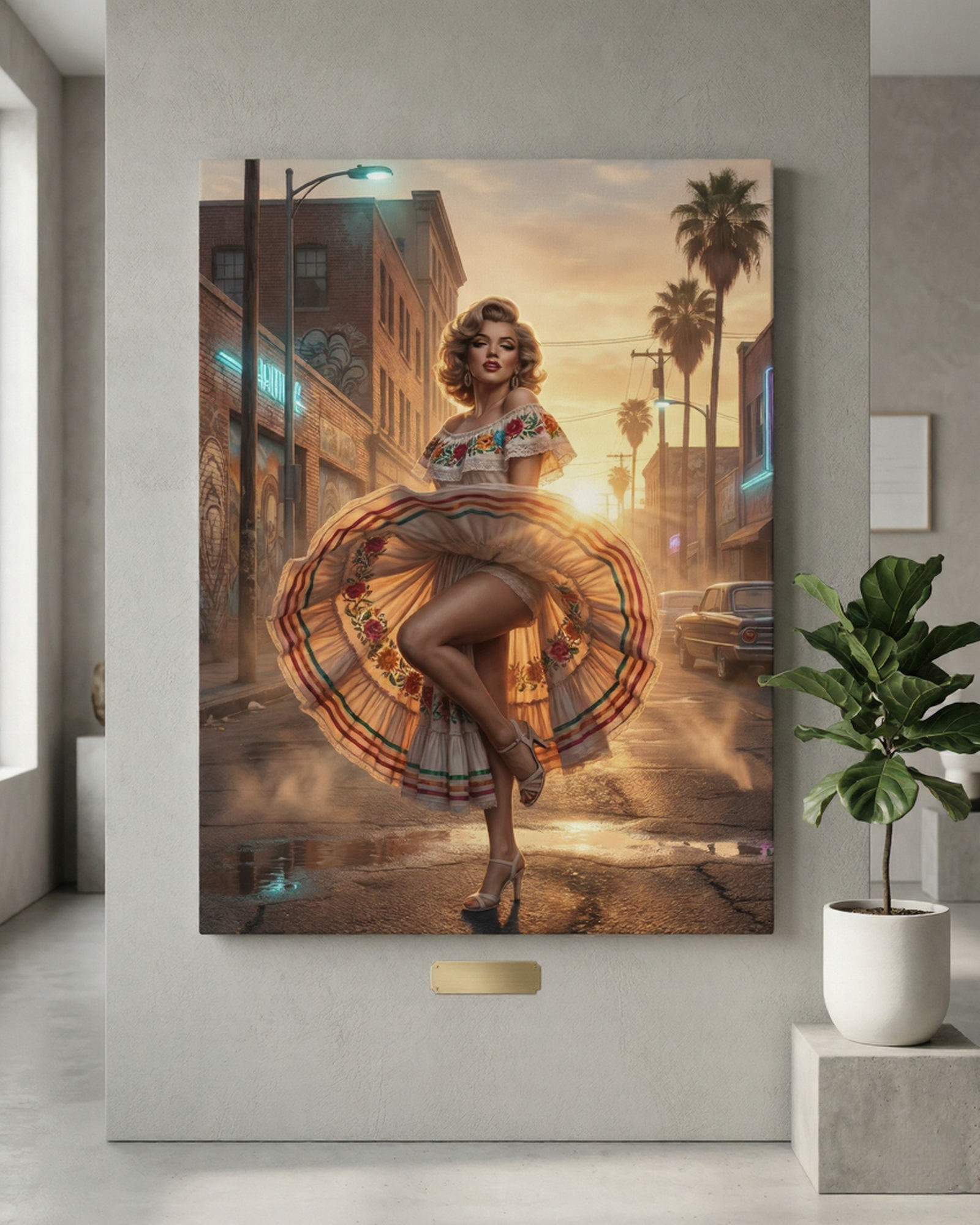 “Golden Hour Muse — Vintage Hollywood-Inspired Canvas Wall Art | Elegant Statement Piece for Modern Interiors”