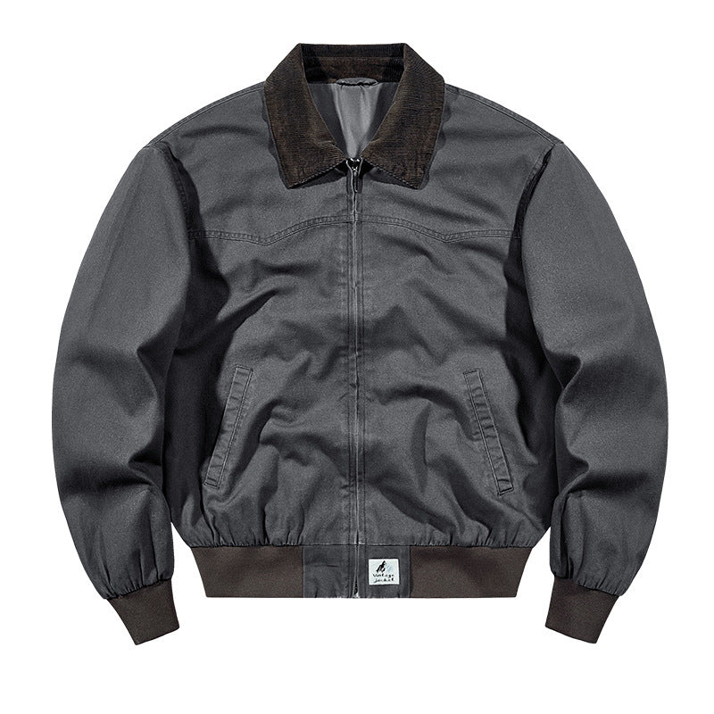 Men’s Casual Workwear Jacket – Modern Fit, Everyday Style for spring And Autumn Washed Denim Work Jacket With Lapel For Young Men
