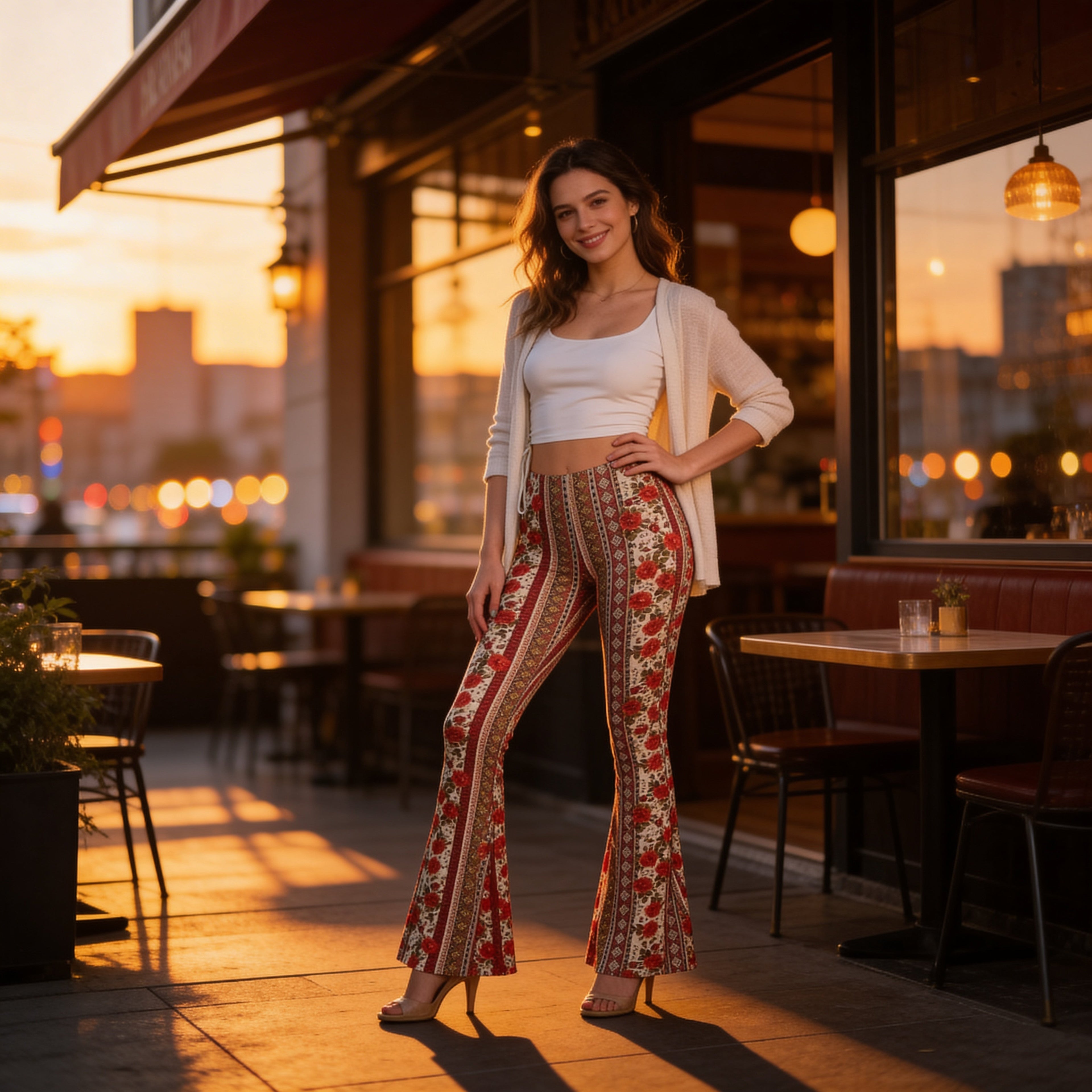 Boho Flare Leggings – High-Waisted, Stretch Fit & Statement Print