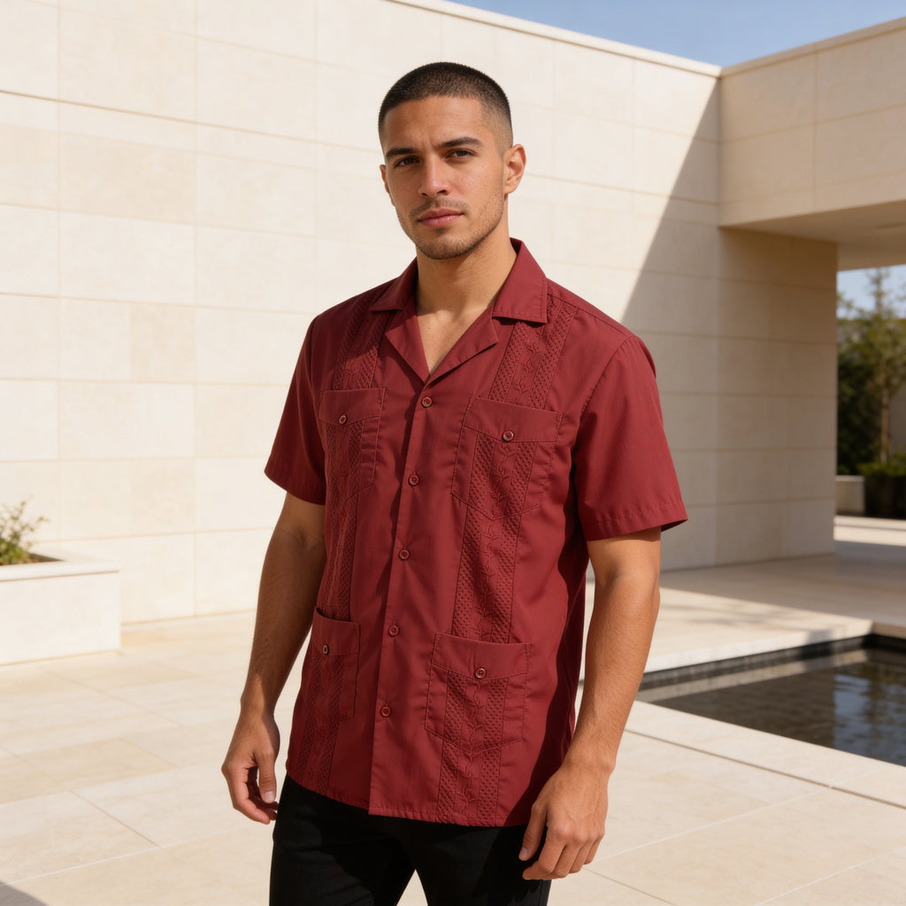 Men’s Classic Guayabera Shirt – Timeless Short Sleeve Button-Up for Summer & Special Occasions