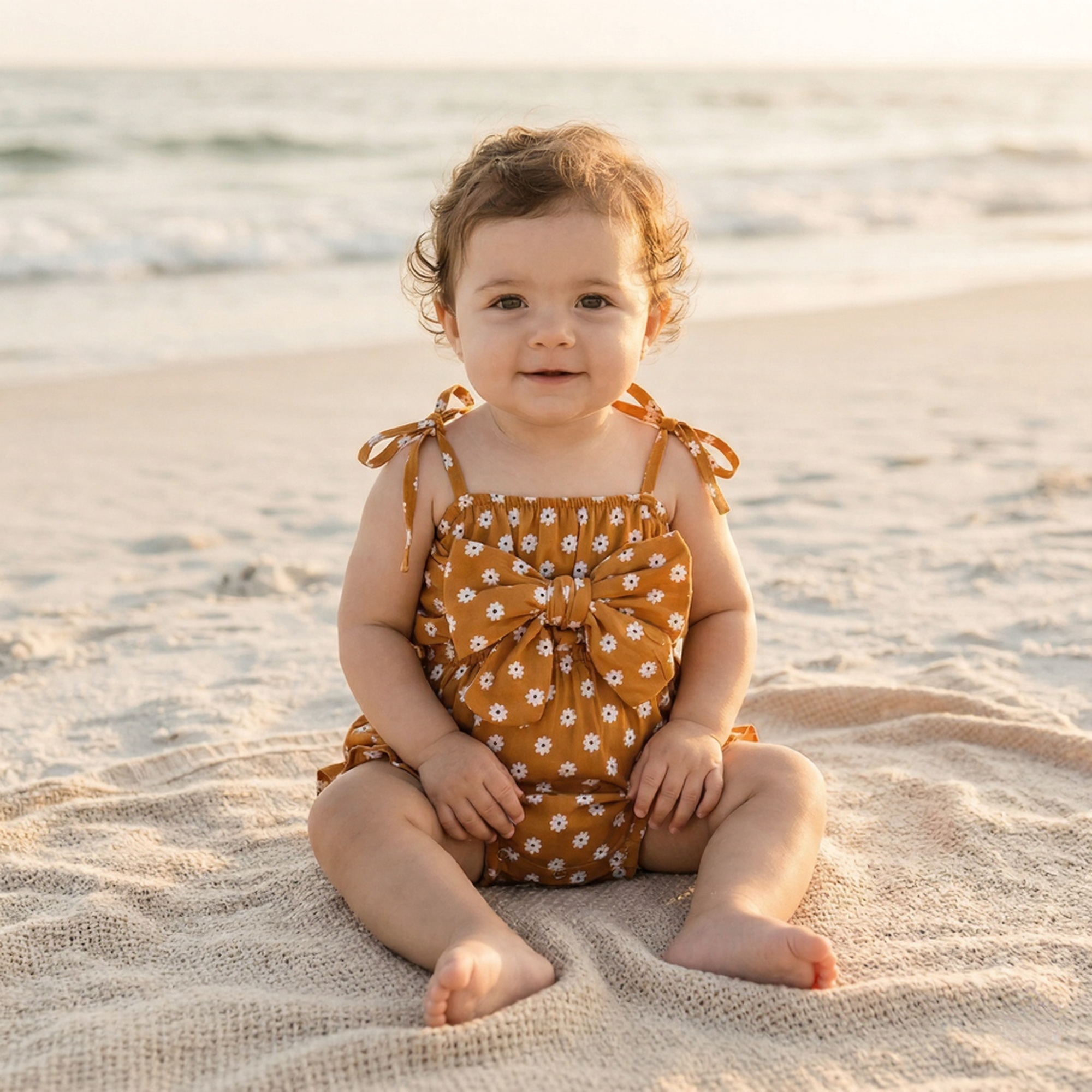 Leora Summer Romper Newborn Baby Girl Strap Bowknot Floral Romper Polka Dot Jumpsuit Outfits Sun suit — Soft Summer Outfit with Adjustable Tie Straps
