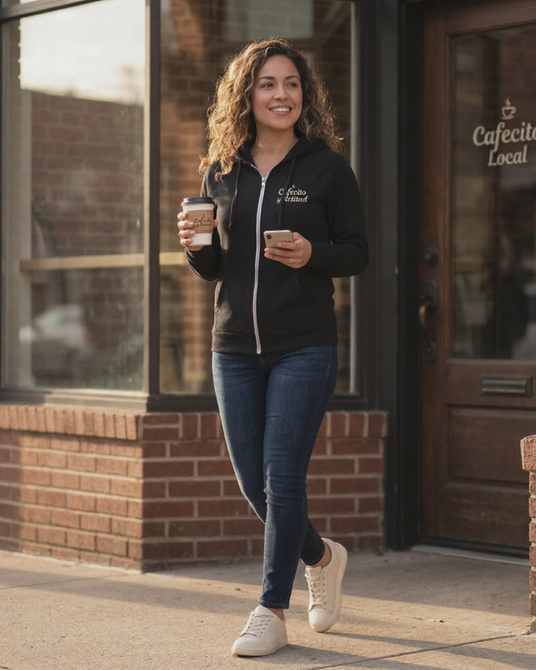 Chisme Fino Zip Hoodie – Cafecito y Actitud Edition