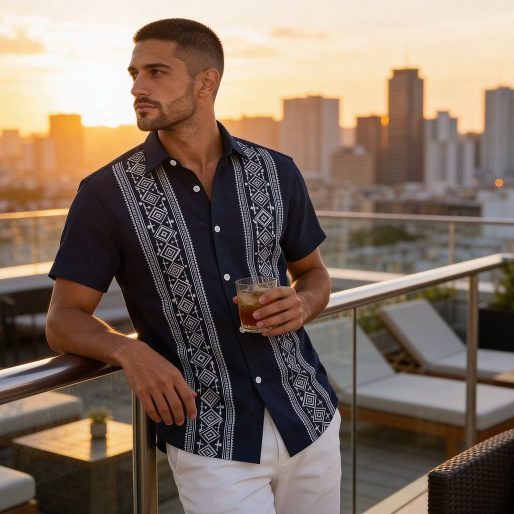 Men’s Tropical Print Hawaiian Shirt – Modern Summer Resort Button-Up
