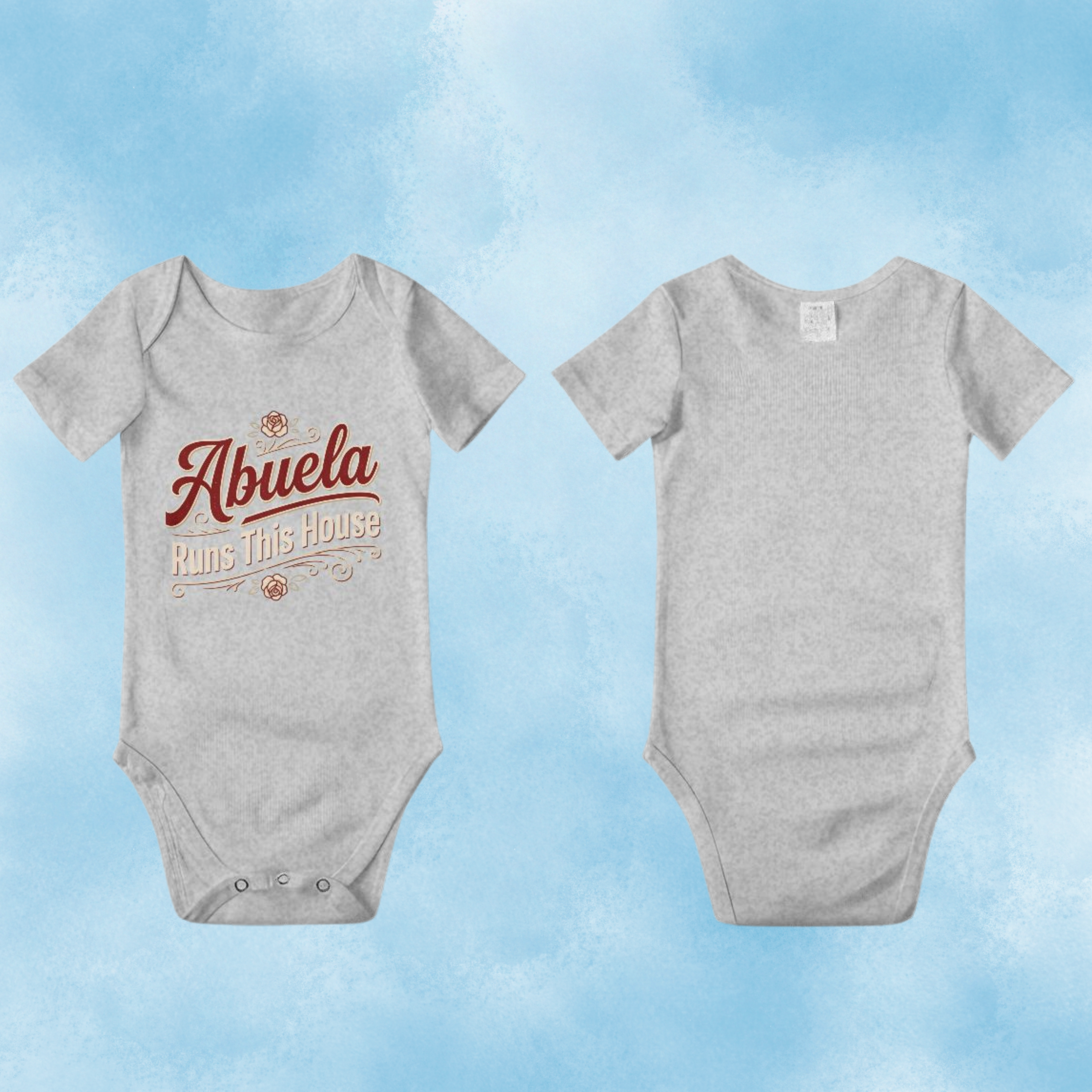 Abuela Runs This House Baby Onesie – Funny Cultura Baby Bodysuit