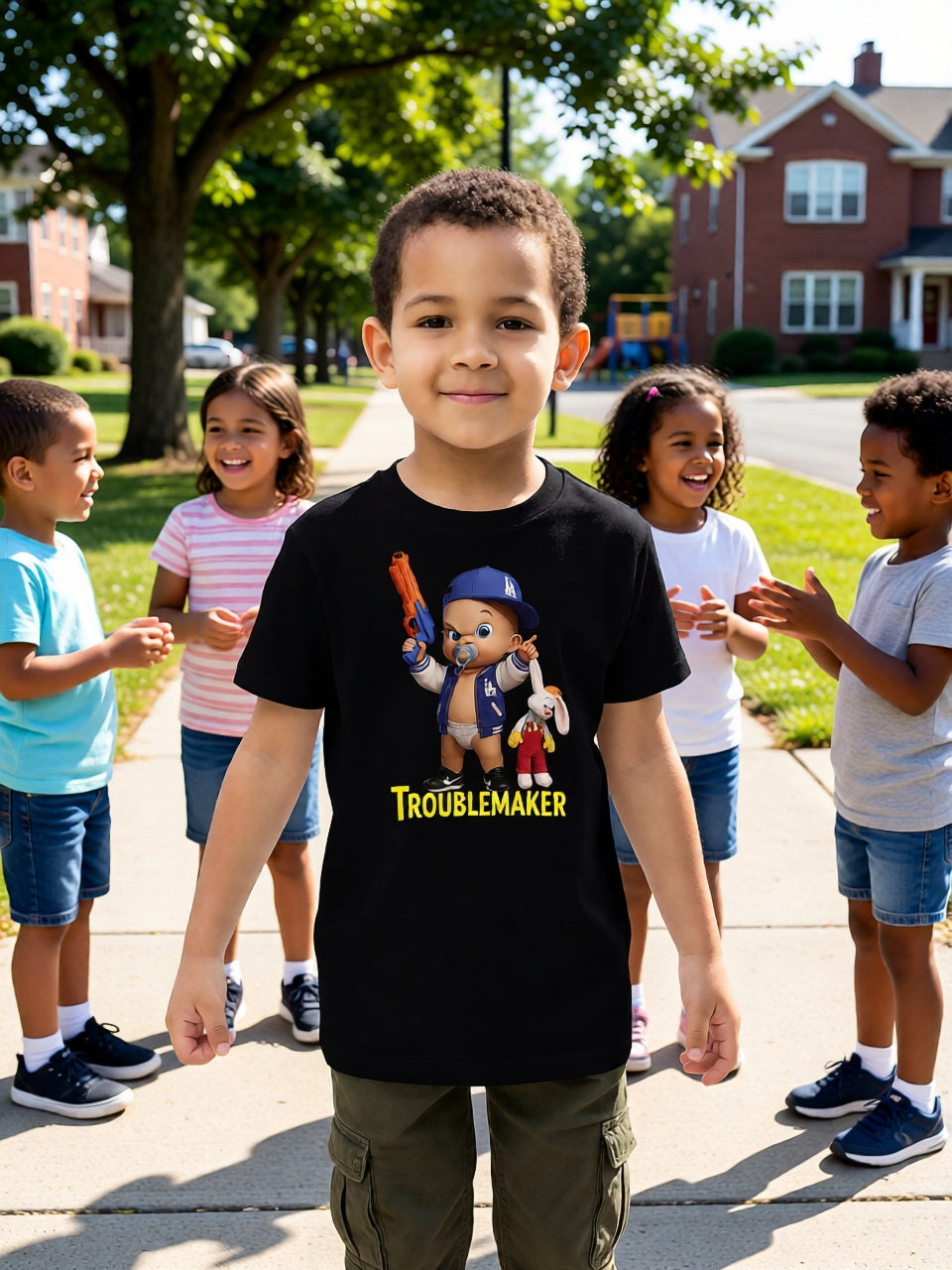 Troublemaker – Streetwear Baby Graphic Tee | Funny Urban Cartoon Shirt Organic cotton kids t-shirt