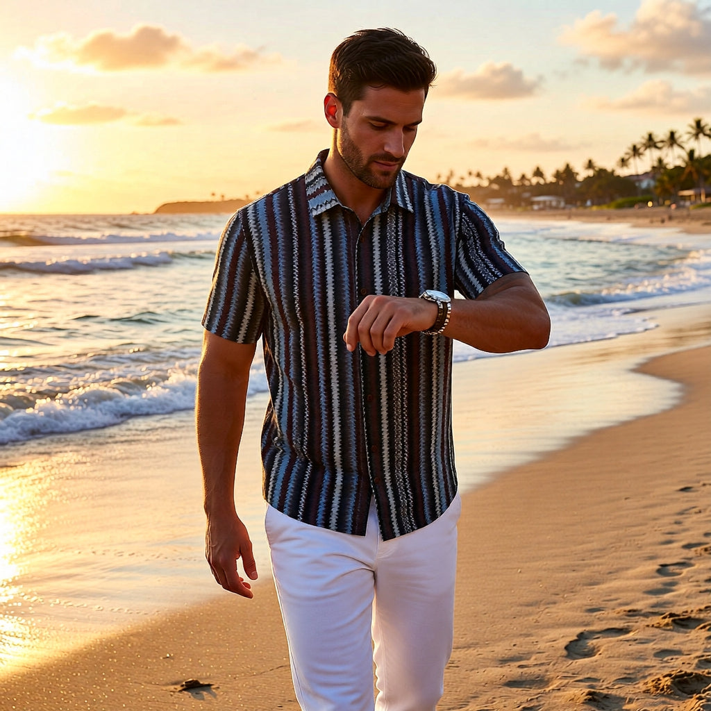 Vintage Stripe Button-Up – Relaxed Fit Summer Shirt